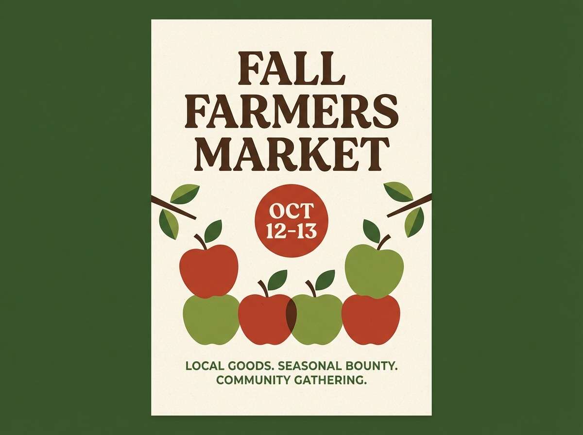 fall market poster design using rustic color combinations
