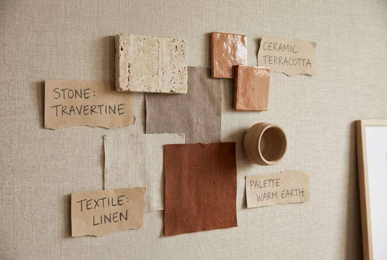 stone hearth moodboard with rustic colors