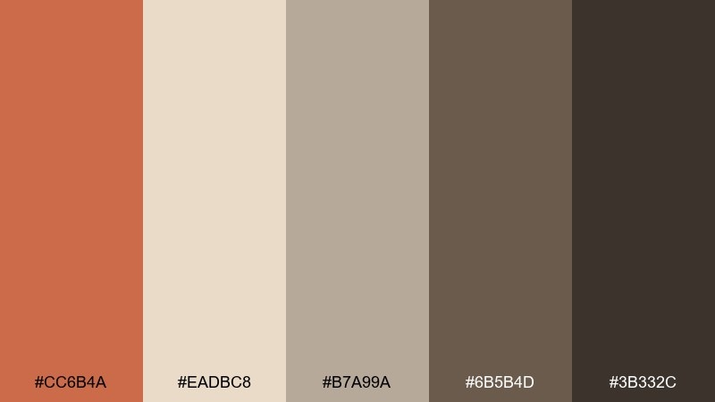 rustic farmhouse neutrals burnt sienna color palette with hex codes