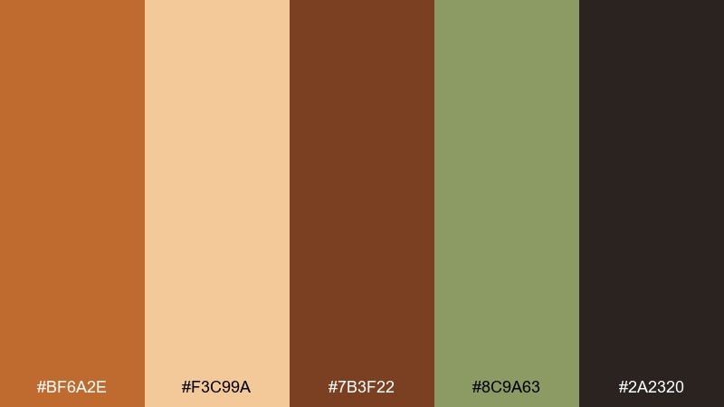 rustic harvest raw sienna color palette with hex codes