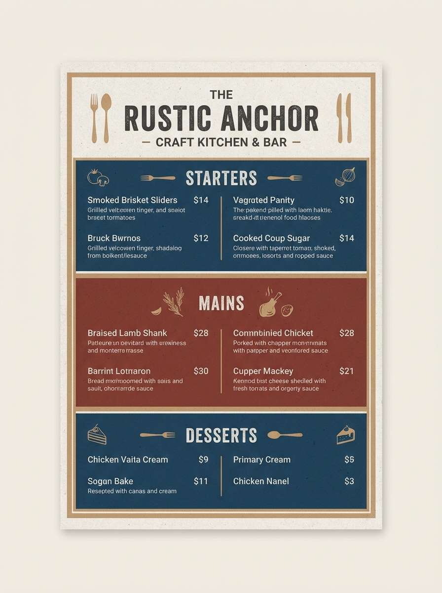 rustic menu design