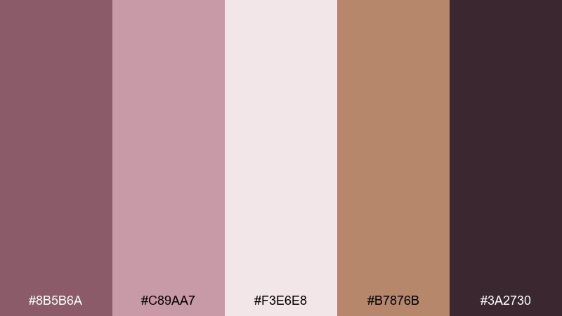 rustic orchid boho wedding color palette with hex codes