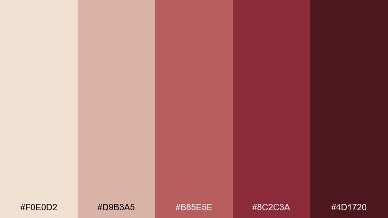 rustic pomegranate beige red color palette with hex codes