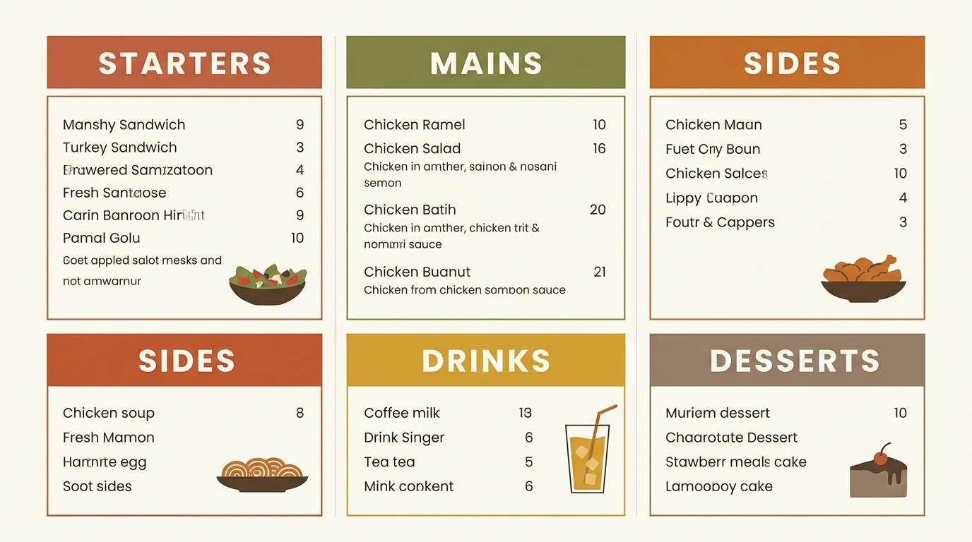 rustic menu in warm tones