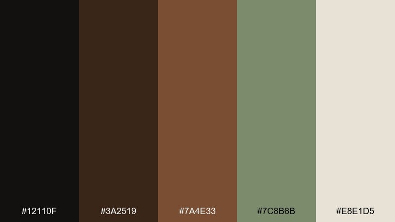 rustic saddle and sage color palette with hex codes