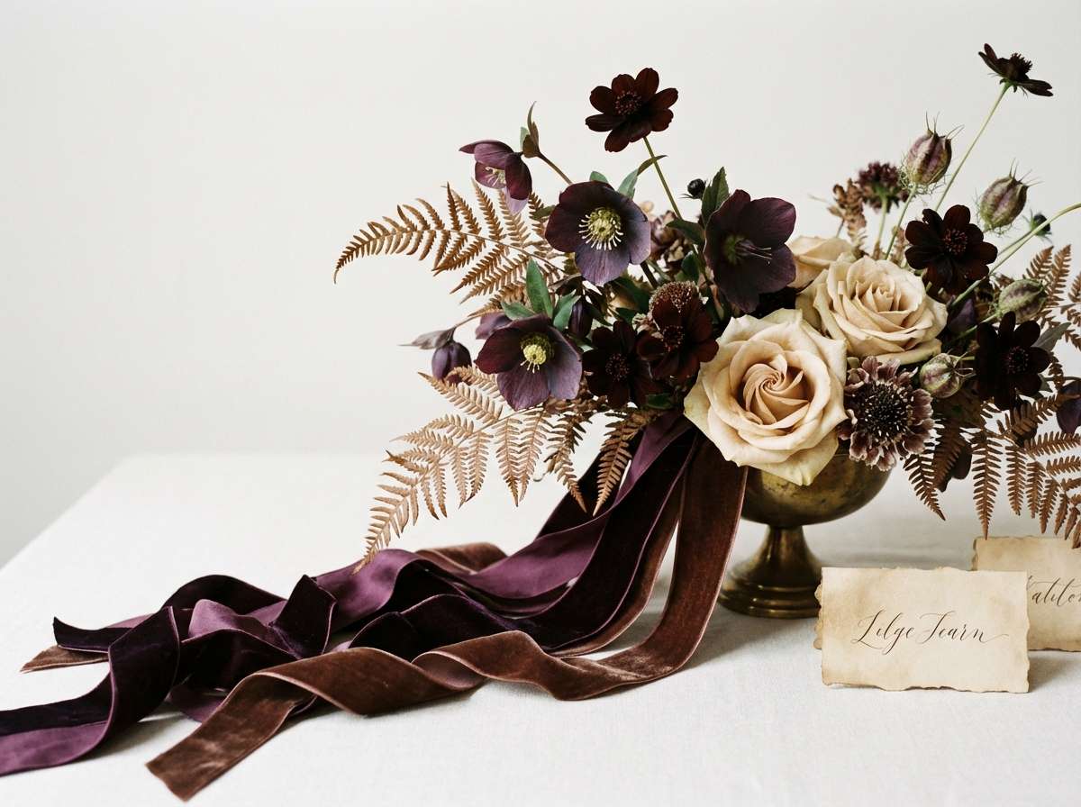 plum velvet wedding ribbon