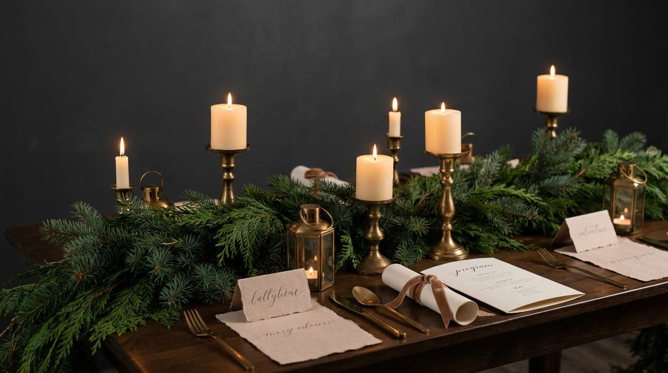 evergreen candlelit ceremony