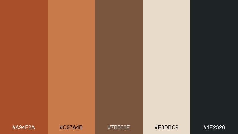 rustic workshop copper rust color palette with hex codes