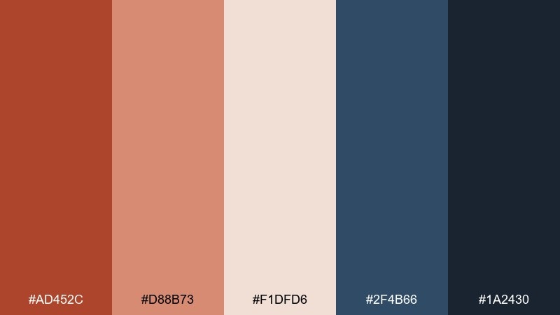 rusty denim red rust color palette with hex codes