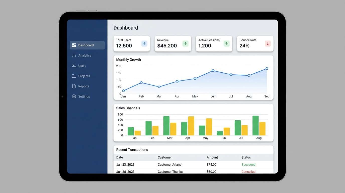 saas dashboard ui steel blue