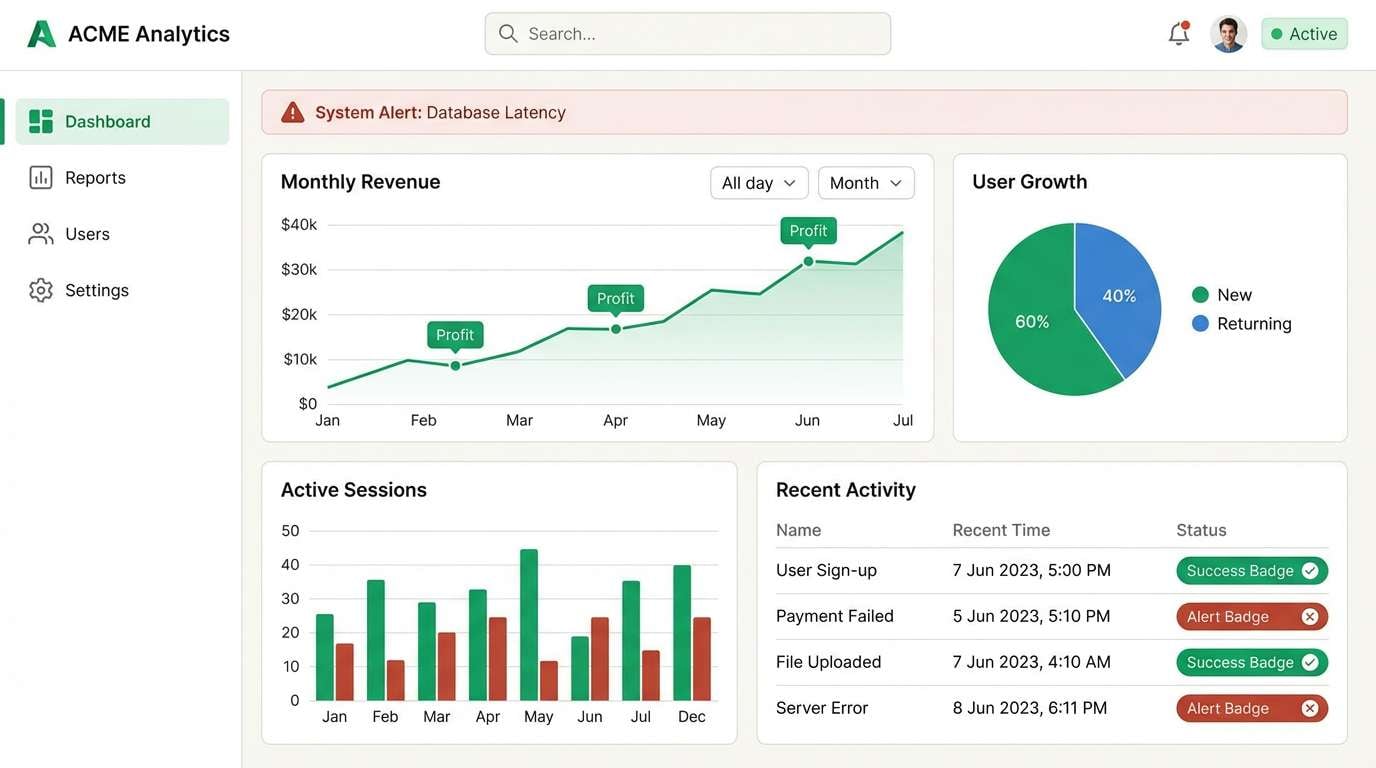 saas dashboard ui mockup