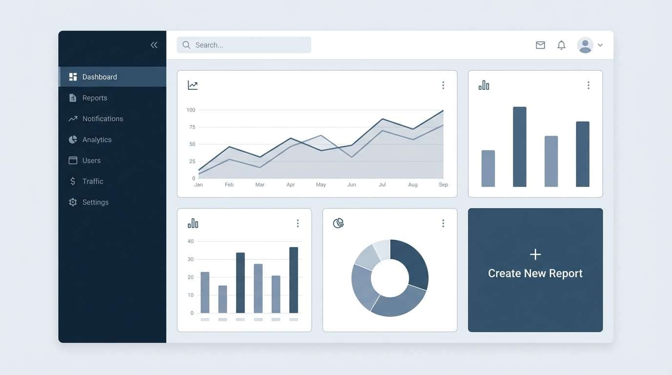 saas dashboard ui in cool blues
