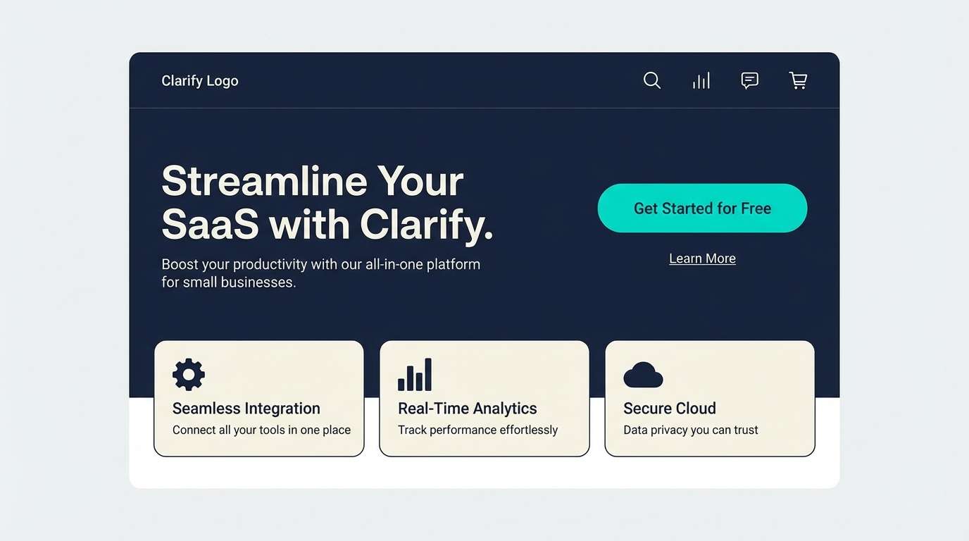 saas hero in navy and teal