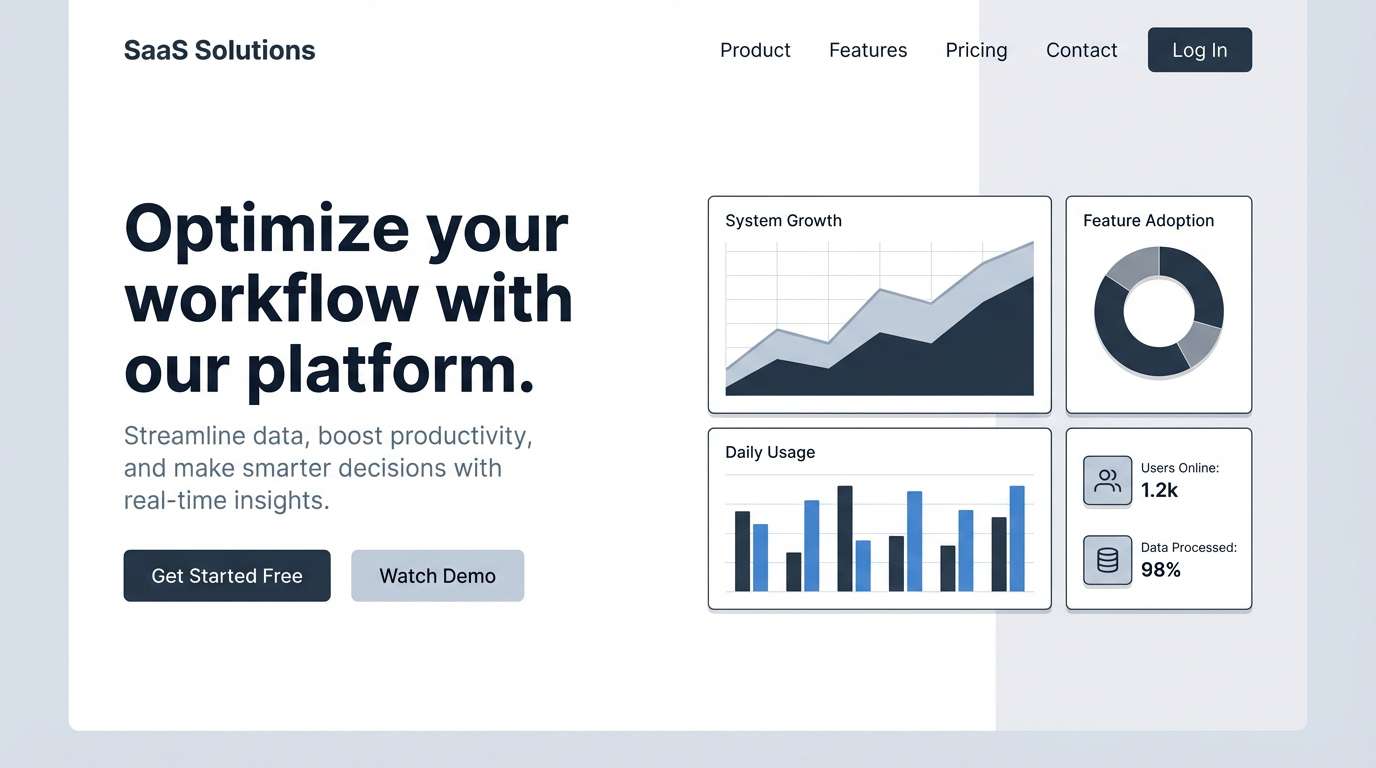 saas hero in cool neutrals