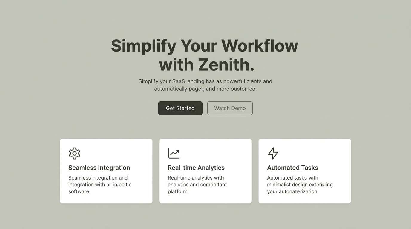 saas landing page mockup in drab color scheme