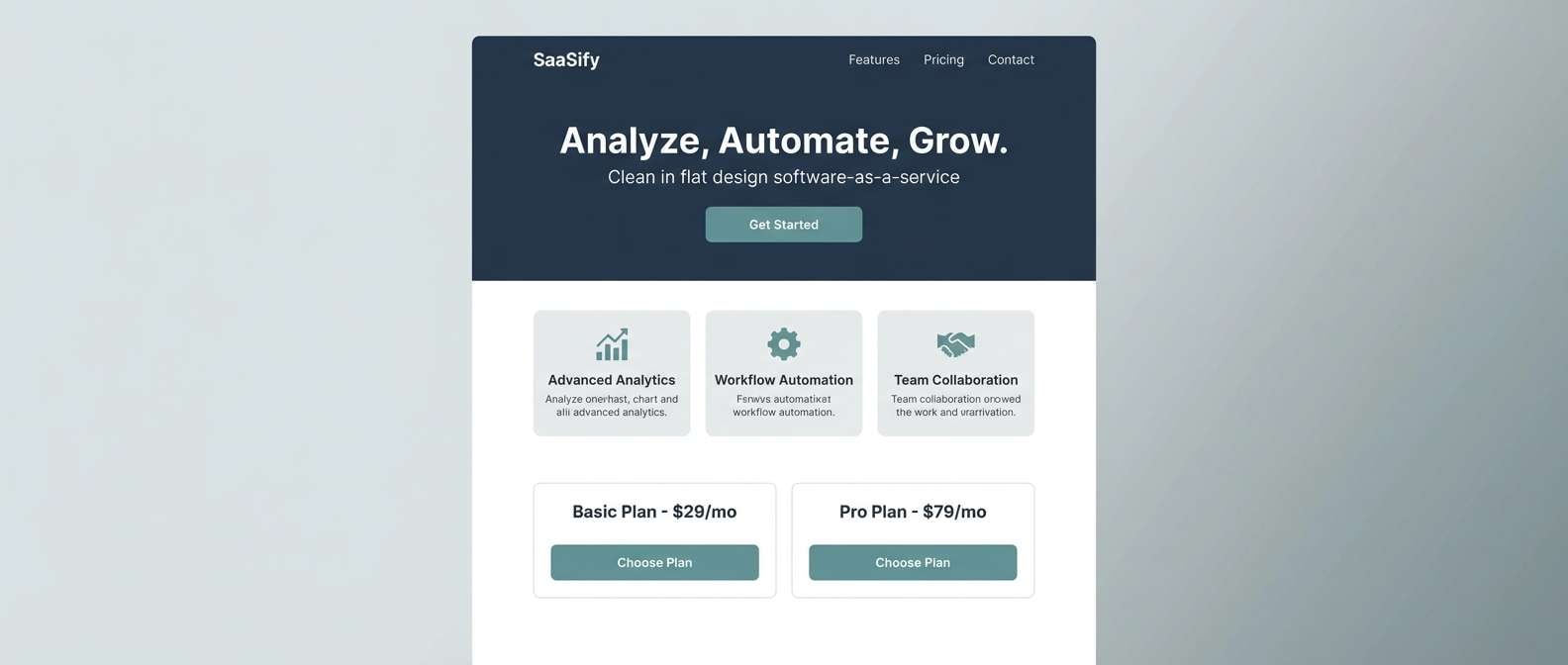 saas landing page ui