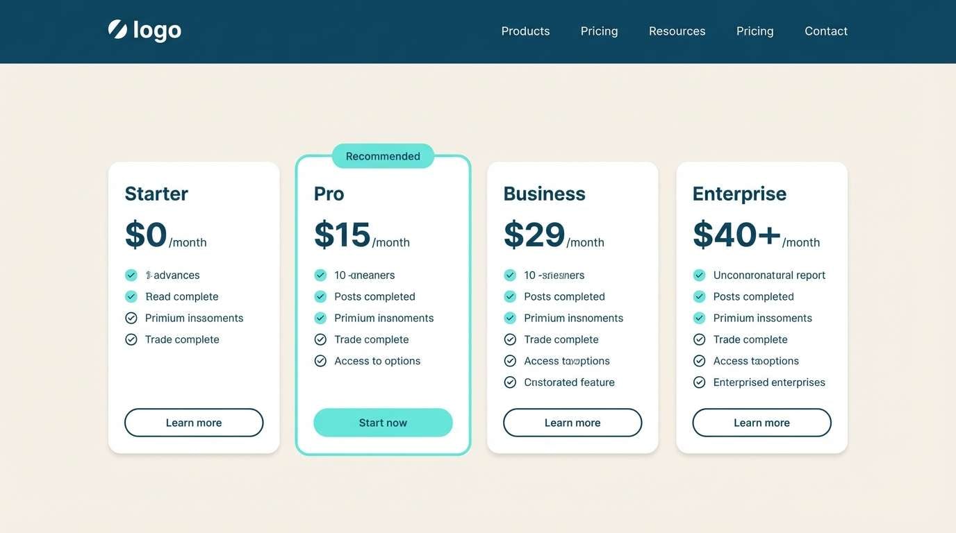 teal saas pricing page
