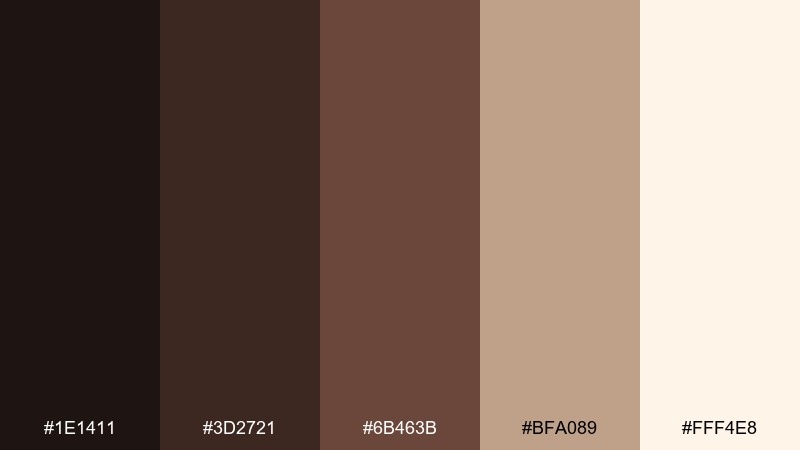 sable cream coffee color palette with hex codes
