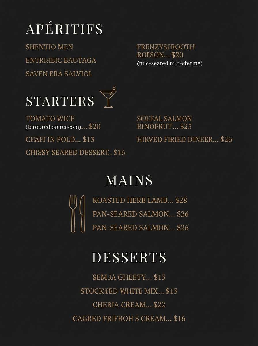 moody menu design
