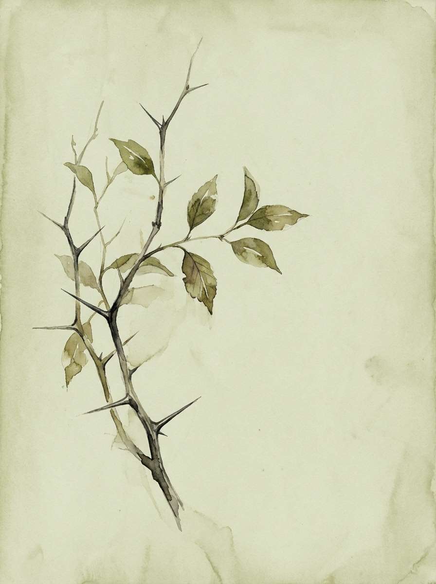 watercolor thornbush illustration
