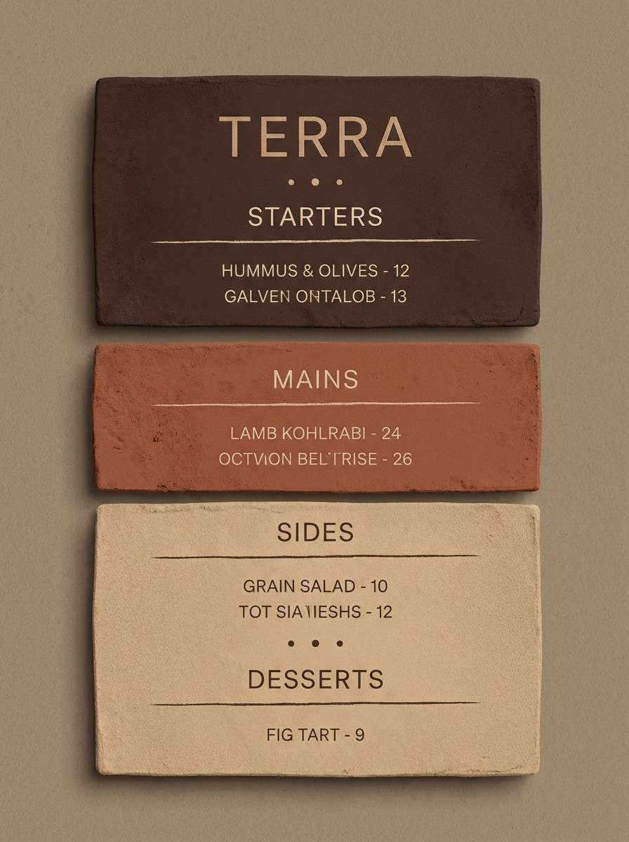 rustic restaurant menu