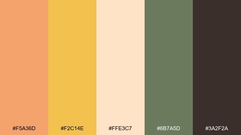 saffron apricot color palette with hex codes