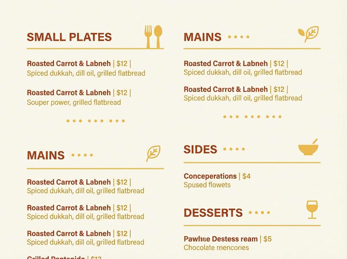 rustic menu layout