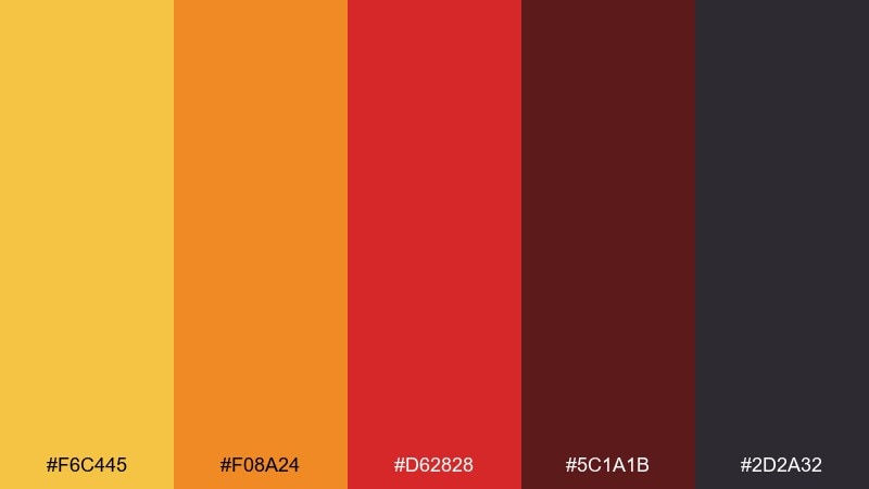 saffron ember color palette with hex codes