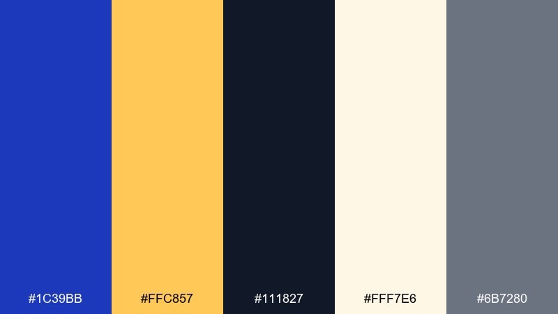 saffron ink contrast persian blue color palette with hex codes