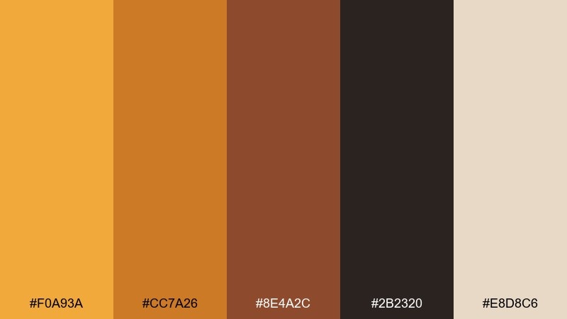 saffron mocha orange gold color palette with hex codes
