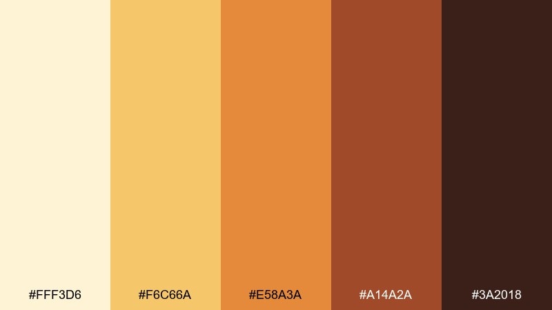 saffron sunset autumn color palette with hex codes