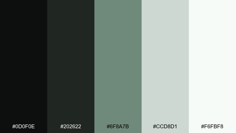 sage and soot onyx color palette with hex codes