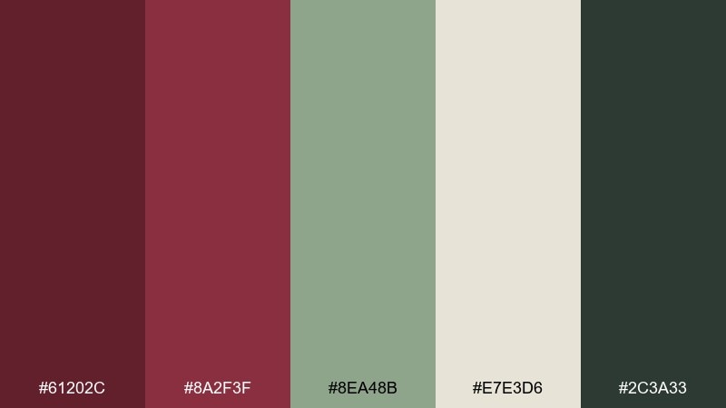 sage barrel wine burgundy color palette with hex codes
