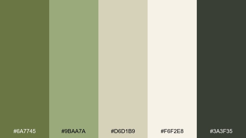 sage concrete green khaki color palette with hex codes