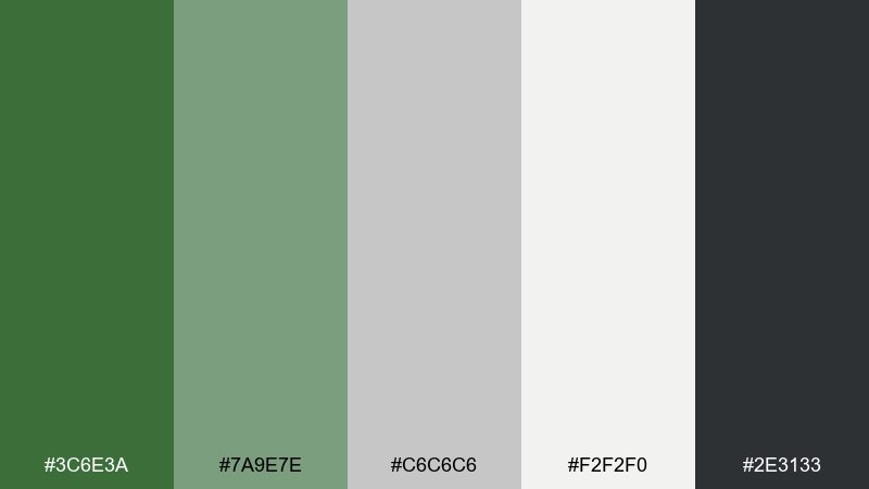 sage concrete sap green color palette with hex codes