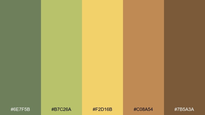 sage cornbread kitchen green yellow brown color palette with hex codes