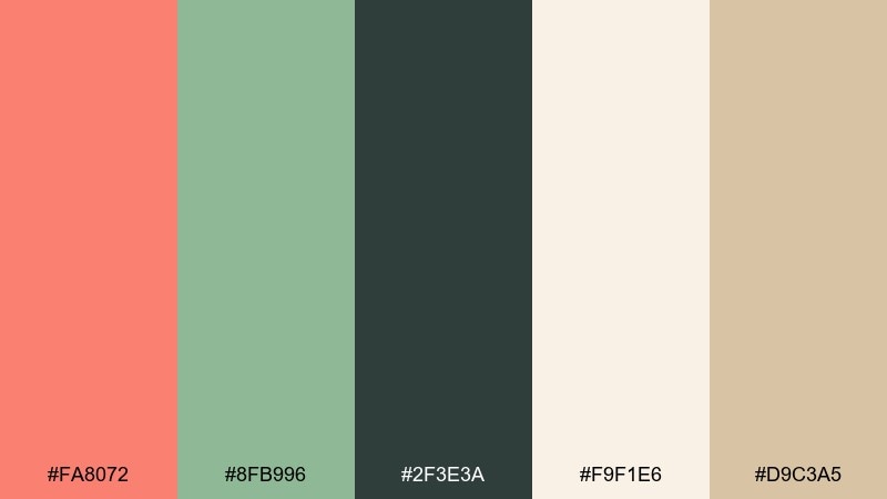 sage garden contrast salmon color palette with hex codes