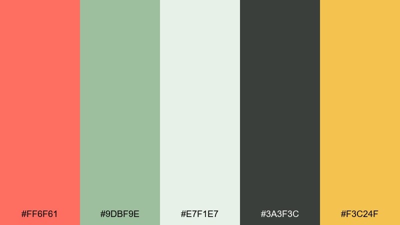 sage garden pop red coral color palette with hex codes