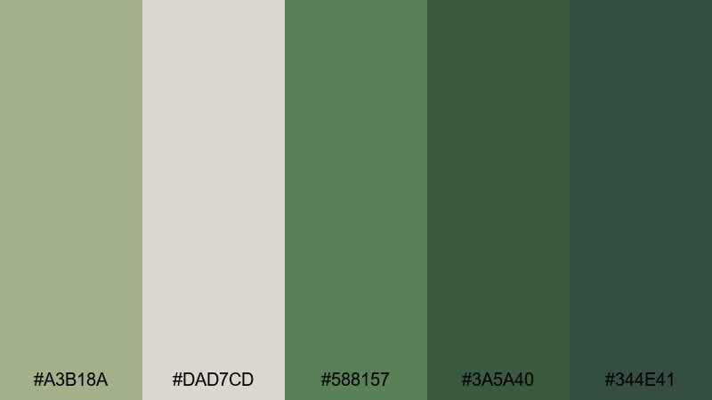 sage green minimal color palette with hex codes
