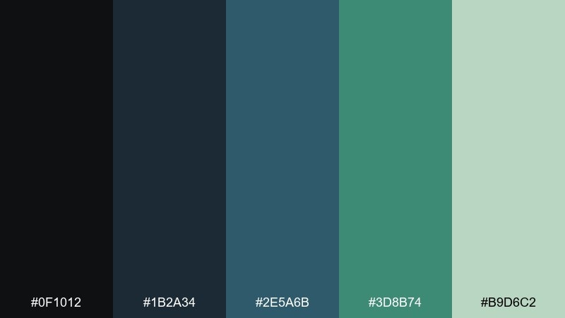sage in the city black blue green color palette with hex codes