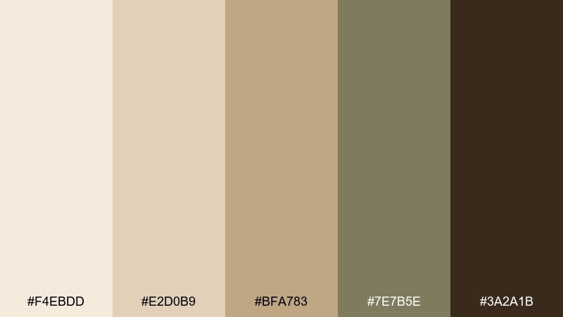 sage latte coffee cream color palette with hex codes