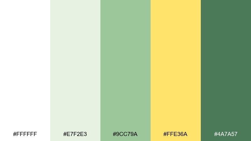 sage lemonade white green yellow color palette with hex codes