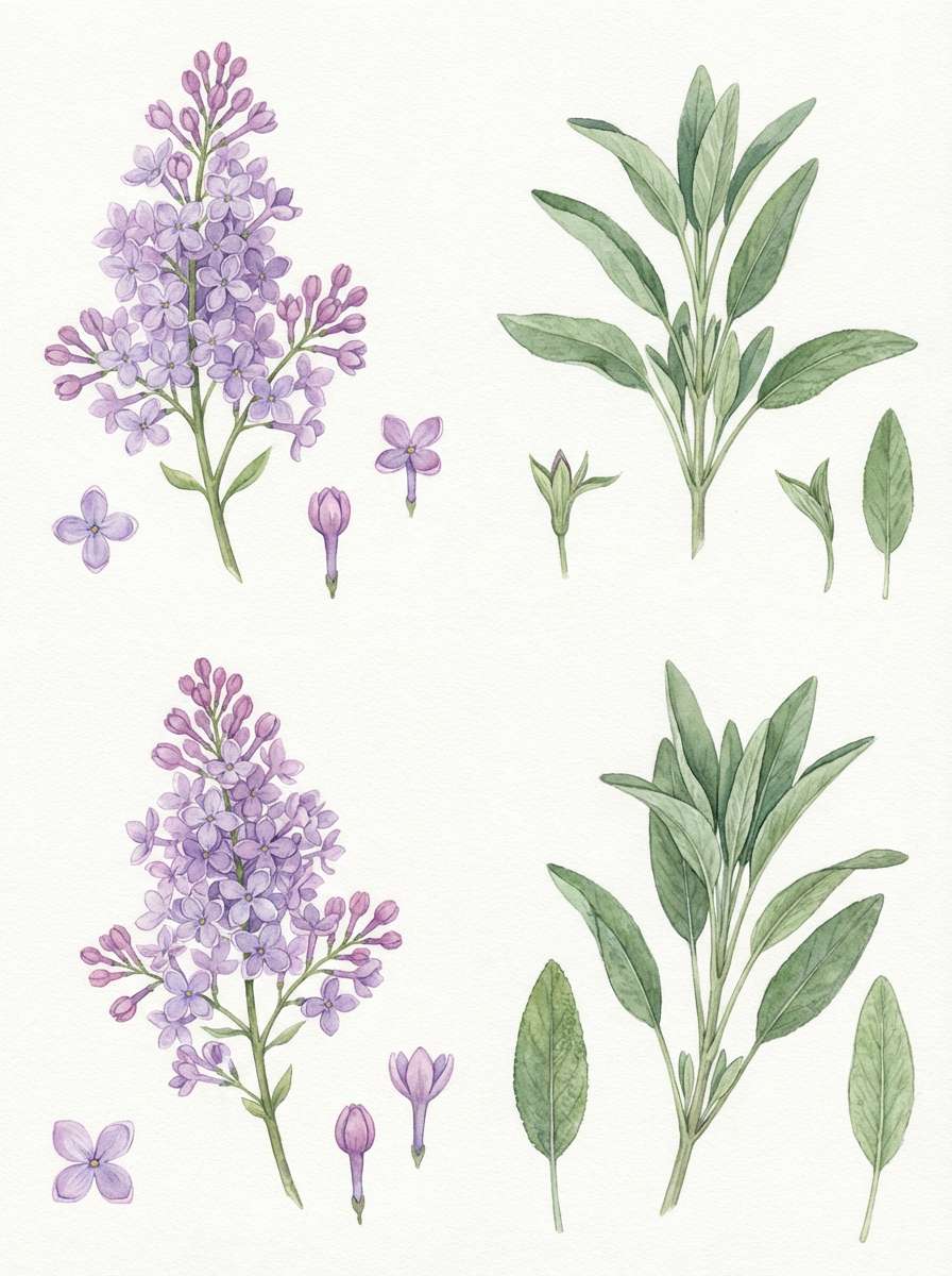 watercolor lilac botanical