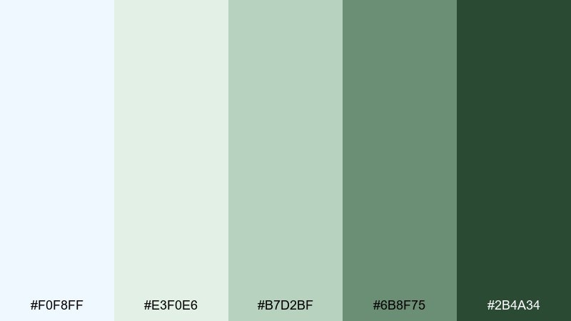 sage mist alice blue color palette with hex codes