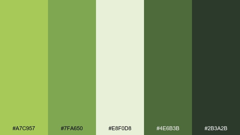sage orchard pear color palette with hex codes