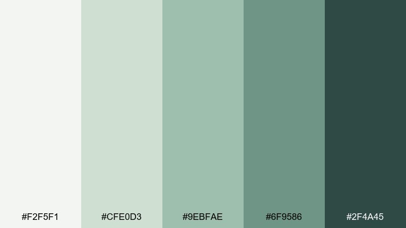 sage porcelain tea green color palette with hex codes