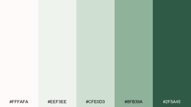 sage studio snow white color palette with hex codes