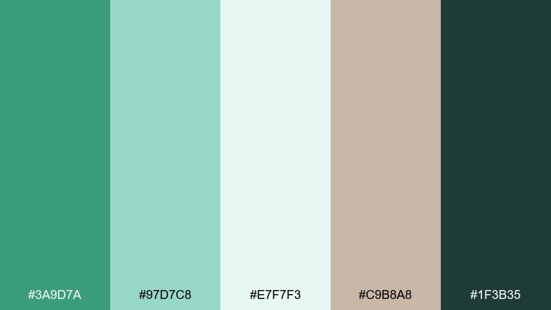 sage surf sea green color combination with hex codes