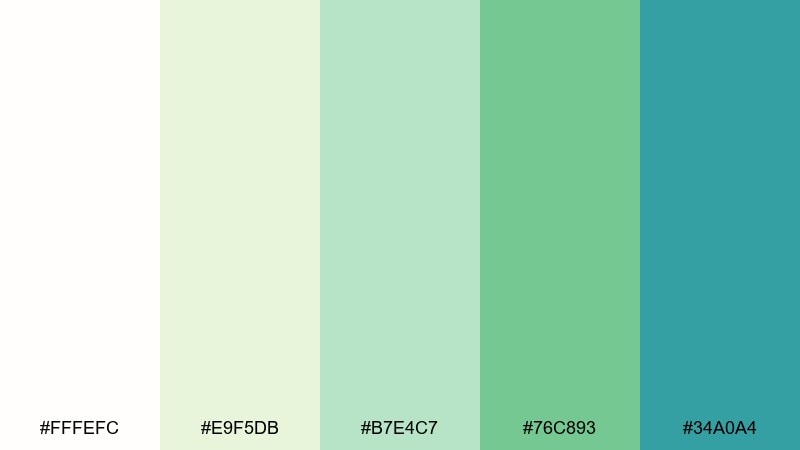 sage surf white blue green color palette with hex codes