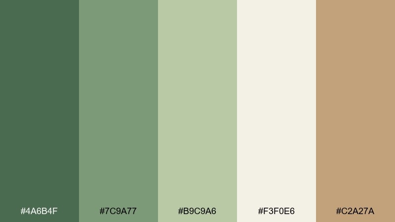 sage trail fern color palette with hex codes